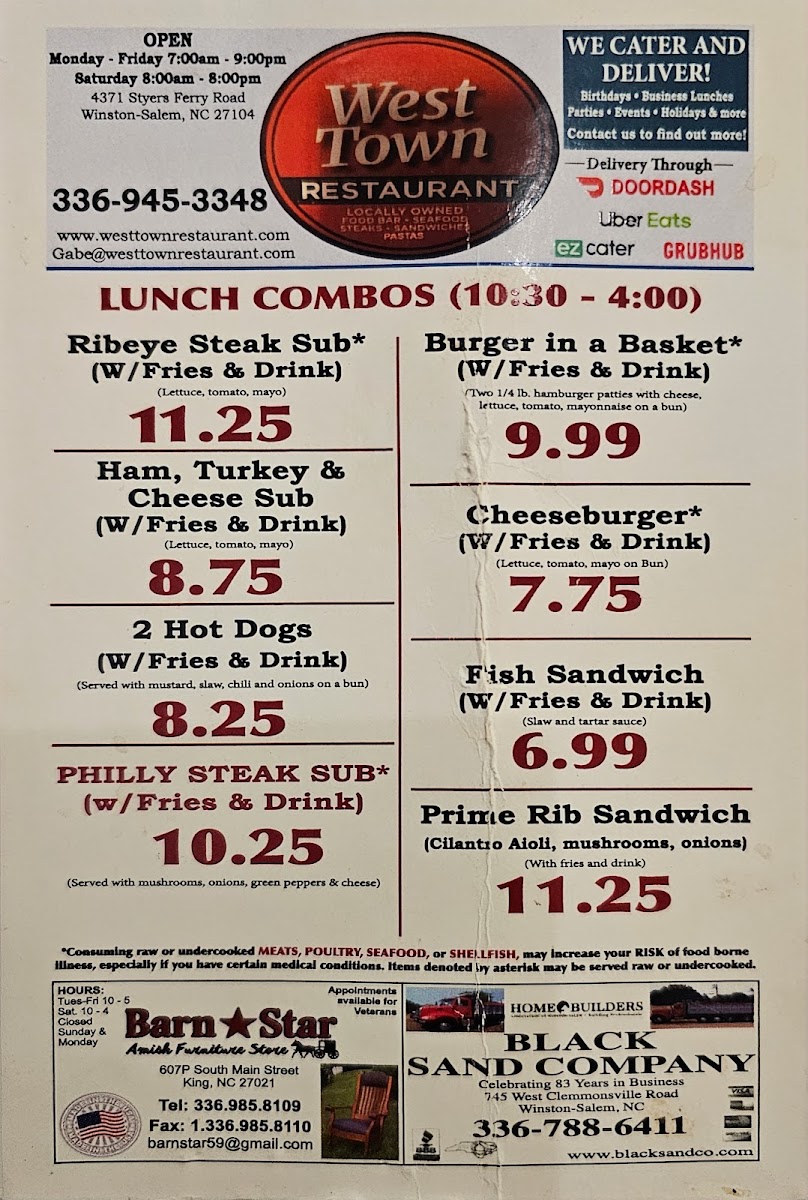 West Town Restaurant Menu - Image 5